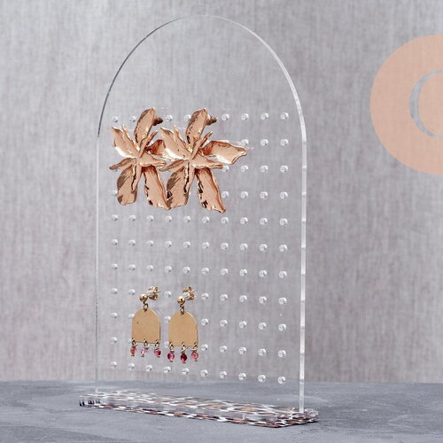 Présentoir boucles d'oreilles plexiglas arche personnalisable 110 emplacements 17.8cm, x1 g10103