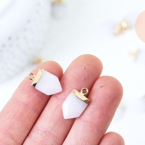 Pendentif pointe jade blanc, pendentif , bijou pierre,pendentif pierre, jade naturel, pendentif pierre naturelle,19mm, x1 g5713