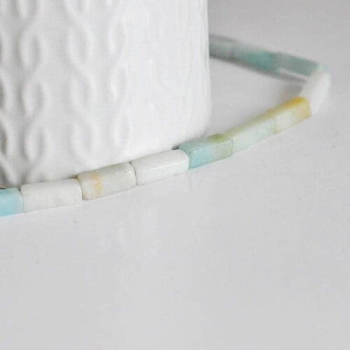 Perle amazonite rectangle verte, perle amazonite,pierre naturelle,amazonite naturelle,perle pierre,13mm,fil de 38cm x1 (g0205)