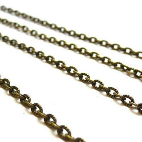 Chaine forçat texturée bronze 3x4mm, x1 metre (g2936)