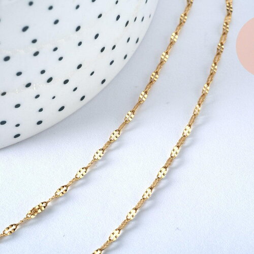 Chaine complète acier dorée 14k dentelle,collier doré,sans nickel,acier doré,chaine complète,2mm,45cm, x1 g4821