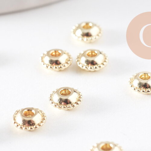 Perles rondelles soucoupe intercalaires zamac doré 5mm, x20 (g10095)