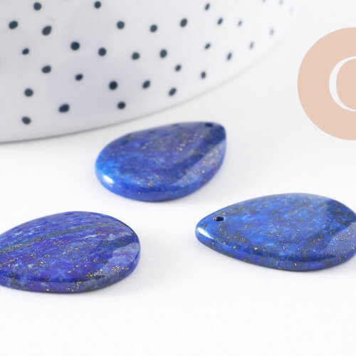 Pendentif goutte lapis lazulis naturelle 25.5mm, x1 (g10076)
