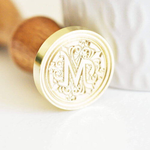 Sceau en metal lettre m cire à cacheter,fourniture pour création de sceaux personnalisés pour invitations de mariage diy,25mm x1, g5799