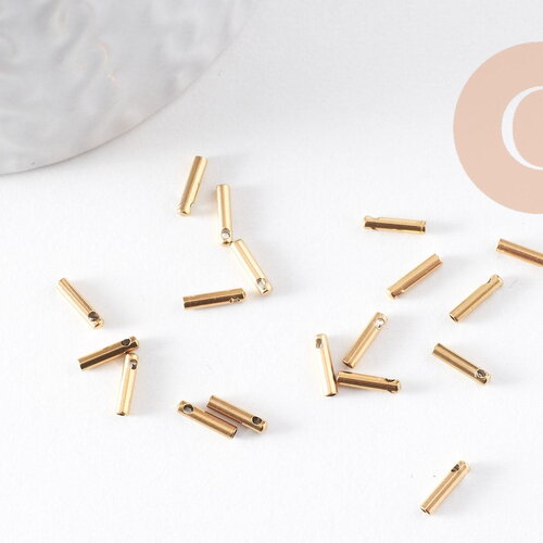 Embouts de cordon acier doré 7x1.6mm, x10 (g4047)