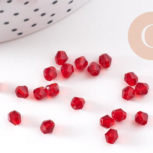 Perles toupie bicone cristal autrichien facette rouge 4mm, x20 (g7462)