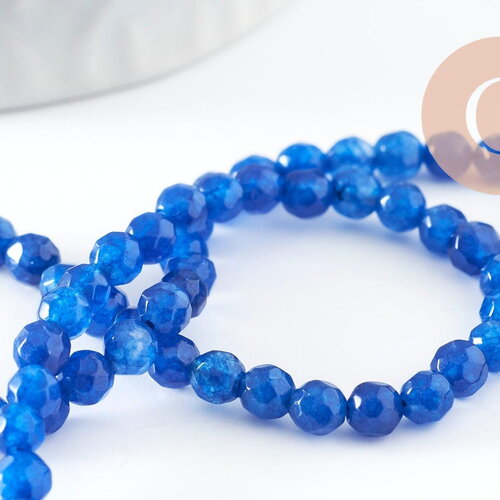 Perle jade bleu foncé jade,pierre naturelle, pierre,perle facette,jade,4mm,fil de 36cm, x1 (g0605)