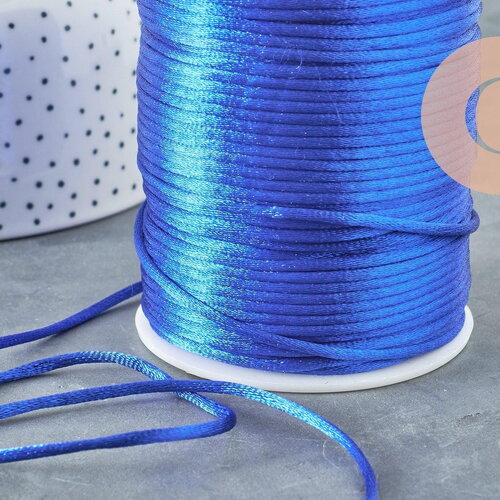 Cordon queue de rat satin bleu roi,cordon brillant, cordon satiné, cordon bijou, lacet bleu,2mm, x 5mètres g1094