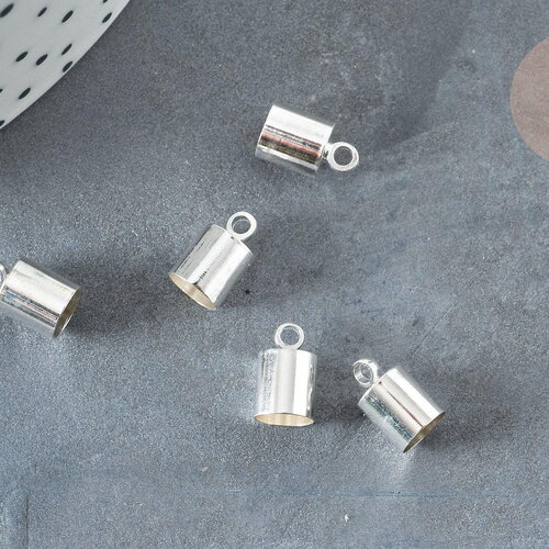 Embouts corde cordon laiton argenté 5,5mm, x10 (g7227)