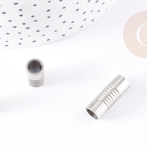 Fermoir aimanté acier inoxydable platine 21mm, x1 (g4925)