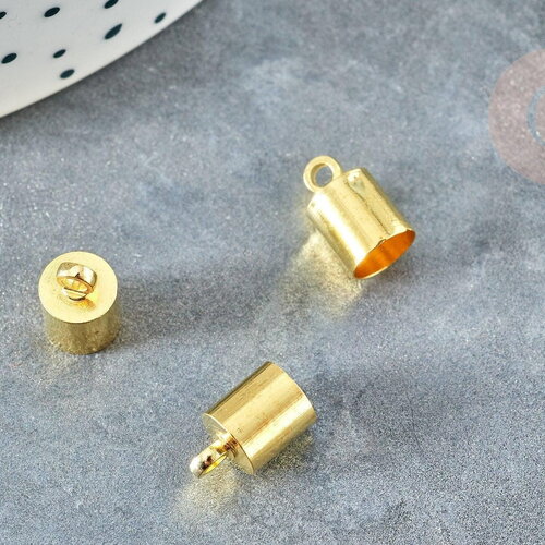 Embouts corde laiton doré à coller 9.5x6mm, pour ruban ou chaine xxl,x 10 g8363