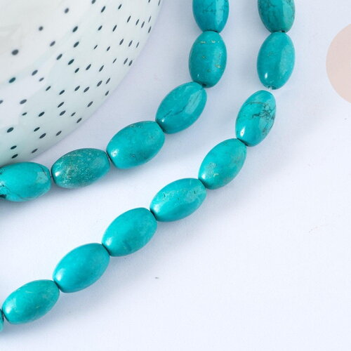 Ep a renouveler-perle howlite ovale teintée turquoise foncé naturelle 12mm,pierre,x 5 (g8743)