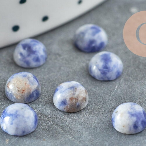 Cabochon rond sodalite bleue, fournitures créatives, cabochon rond,sodalite naturelle,6mm, pierre naturelle, x1 g0172