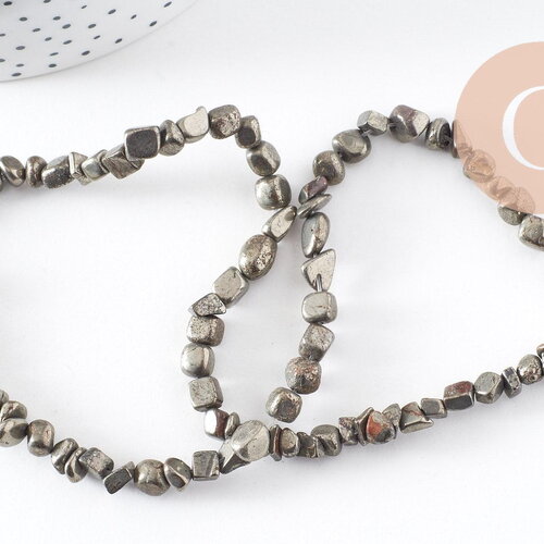 Perles pyrite nugget naturel 4-5mm, nugget en pyrite naturelle pour fabrication bijoux, x1 (g2093)
