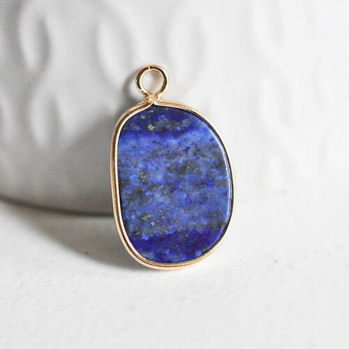 Pendentif oval lapis lazulis, pendentif bijou pierre naturelle, pendentif pierre naturelle,lapis lazulis naturel,25mm, x1 (g3788)
