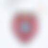 Ecusson coeur rouge brodé à repasser thermocollant 64mm, x1 (g8428)