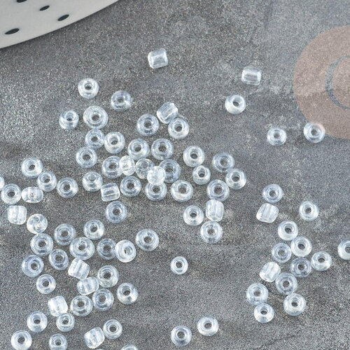 Petite perle rocaille transparente irisée 2mm, fournitures pour bijoux, perles rocaille arc-en-ciel, x 20gr (g2928)