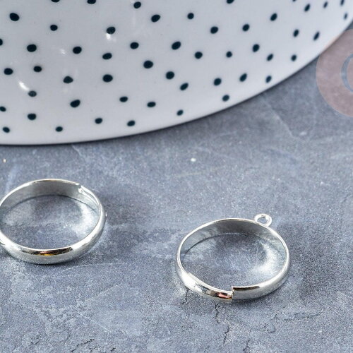 Supports bague reglable laiton couleur acier 17mm avec anneau, x4 (g8614)