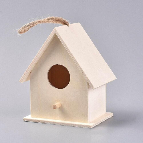 Cabane à oiseau en bois massif brut, nichoir maison pour oiseau à customiser,décoration jardin, 18.5cm, x1 g4890