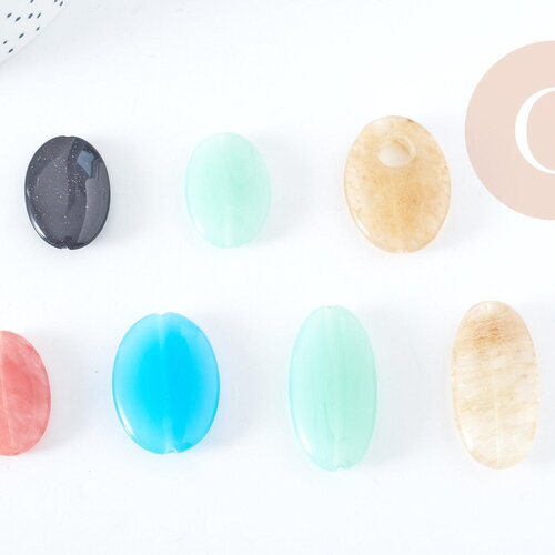 Perle ovale verre multicolore 24-40mm, création bijoux faits main x1 (g9696)
