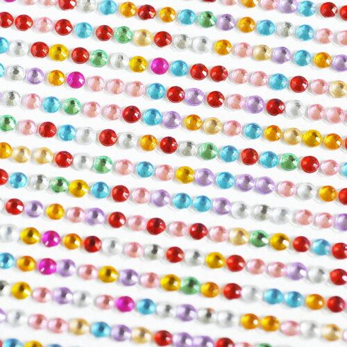Strass plastique adhésifs colorés par feuille, cabochon plastique, strass à coller,customisation,3x2mm, x 780,g3392