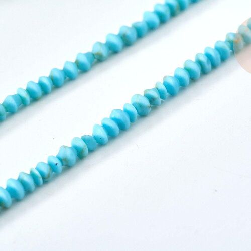 Perle toupie howlite naturelle turquoise 1mm, bijou en pierre naturelle, turquoise naturelle, perle en pierre, fil de 30cm x1 (g7263)