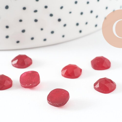 Cabochon carré jade naturel teinté rouge 8x8mm, cabochon création bijoux pierre, x1 g9687