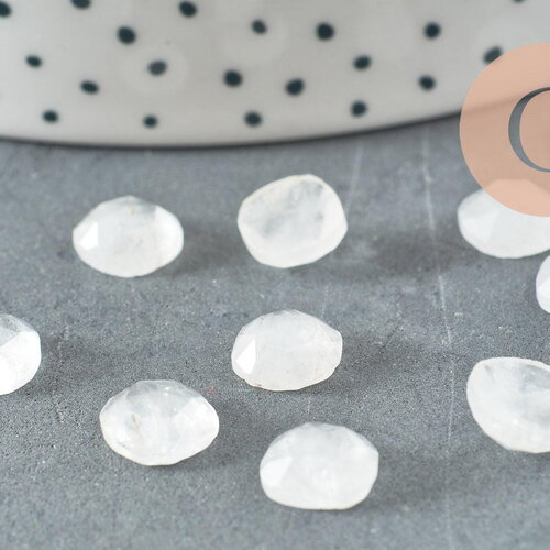 Cabochon carré cristal de roche naturel 8x8mm, cabochon création bijoux pierre, x1 g9684
