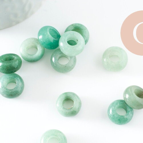 Pendentif donut aventurine naturelle 14mm, x2 (g4493)