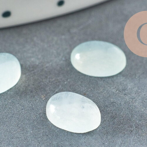Cabochon ovale jade naturel blanc 8x6mm, création bijoux pierre naturelle, x1 g9047