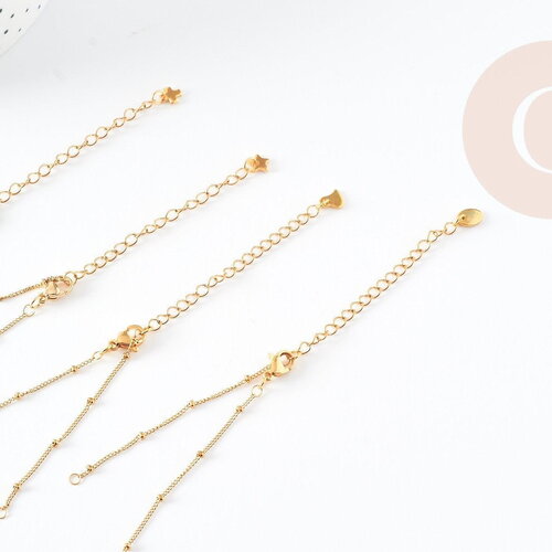 Bracelet ajustable satellite acier inoxydable doré 14k 14.5cm, x1 (g5973)