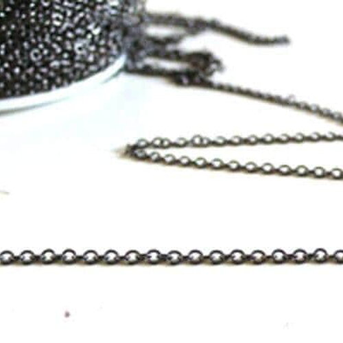 Chaine fine metalgun forçat, chaine noire bijou, création bijoux, grossiste chaine,chaine laiton,1.5 mm, 5 mètres-g1395