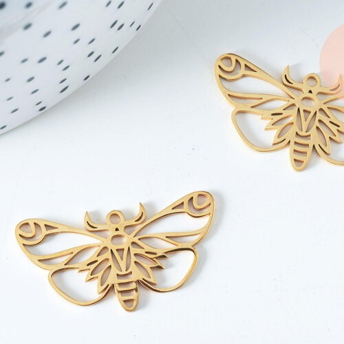 Pendentif papillon acier 201 inoxydable doré 18mm, création bijoux acier, x1 g6386