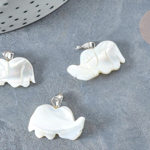 Pendentif eléphant nacre blanche naturelle laiton platine 15~17mm,pendentif éléphant, création bijoux coquillage blanc, x1 g7857