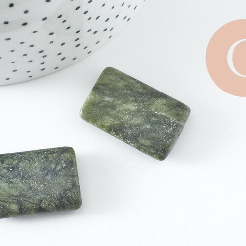 Perle jade vert oliver rectangle, fourniture créative, perles gémétrique,jade vert,pierre naturelle, perles pierre,35mm, x2 g0568