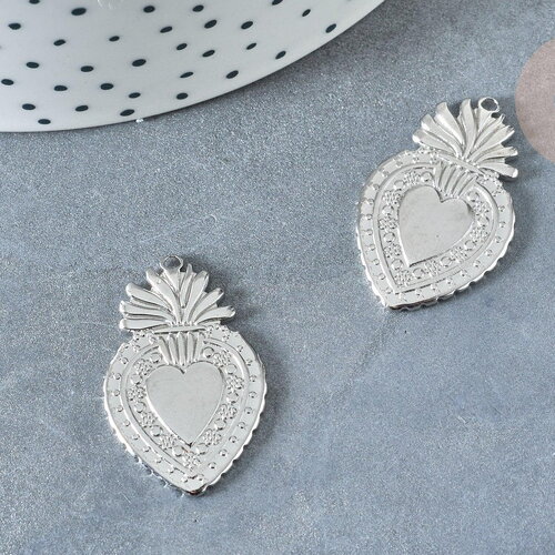 Pendentif cœur sacré acier 304 inoxydable 30mm, x1 g8018