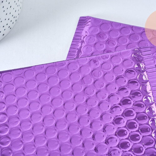 Enveloppes à bulles en plastique métallisé rose fuchsia 22.5x15cm, x10 (g6811)