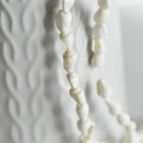 Perles coquillage naturel percés blanc, x1 fil de 135 (g7987)