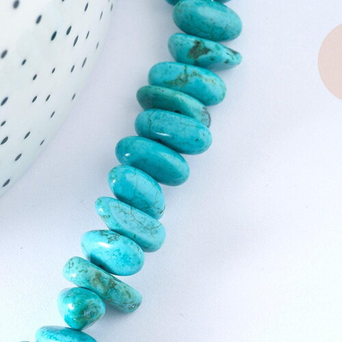 Perles/chips howlite naturelle turquoise 9-18mm, perles pierre naturelle, x1 fil 40 cm, g2574