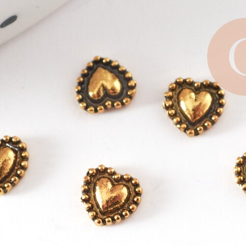 Charm à coller coeur zamac doré 5mm x1 (g9384)