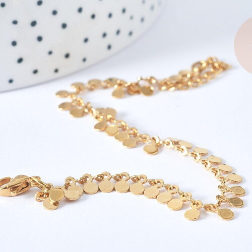 Bracelet pastilles rondes acier 304 inoxydable, sans nickel, 18cm, x1 (g7909)