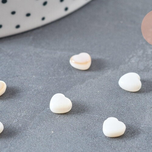 Perles coeur nacre naturelle blanche 6mm, 1x fil de 37cm (g6817)