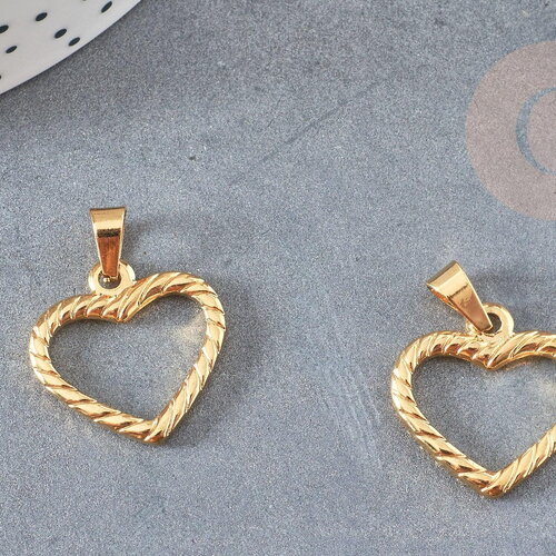 Pendentif coeur acier 304 inoxydable doré 21.5mm, pendentif création bijoux amour x1 g4904