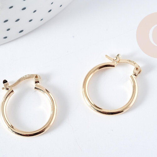 Créoles laiton doré 18k 20mm, une paire de boucles dorées pour oreilles percées, la paire, x1 g8759