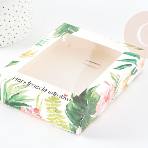 Pochette carton motif tropical, pochette cadeau papier,sachet cadeau,sachet mariage,scrapbooking,14.6x10.5cm, x1 g3168