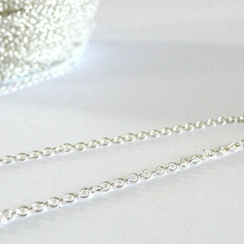 Chaine forçat fine laiton argenté forçat 1.5mm, x5 mètres (g2009)