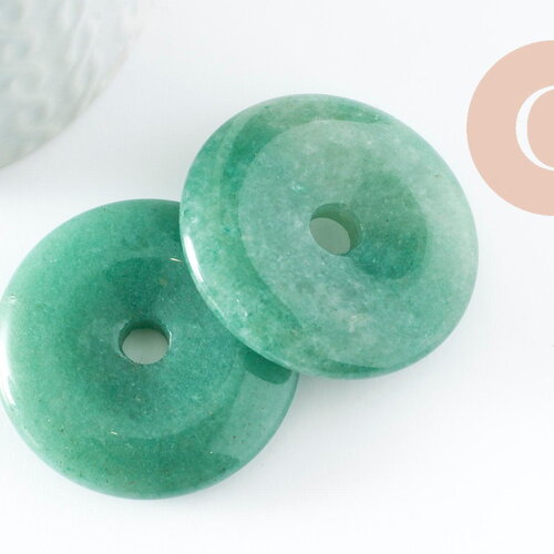 Pendentif donut aventurine verte naturelle 40mm, x1 (g4326)