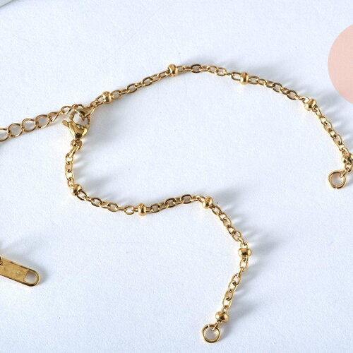 Bracelet réglable satellite or acier 14k 15.8cm, sans nickel, bracelet or acier inoxydable, x1 g5968