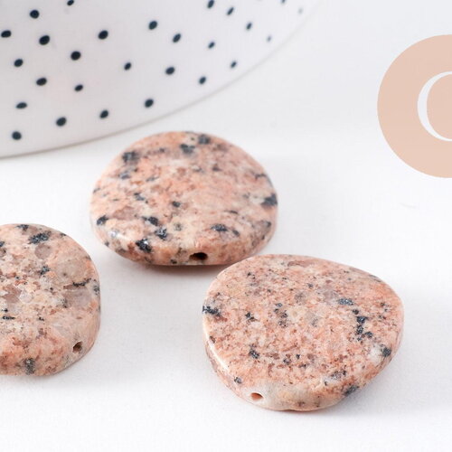 Perles rondes en jaspe sésame rose,jaspe rose, perles pierres, perles jaspe, jaspe naturel, 25mm,x5-(g1393)