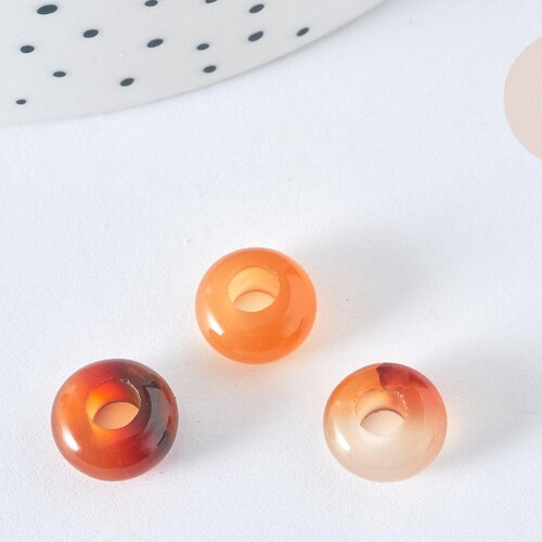 Pendentif donut perle rondelle cornaline création bijoux 10mm, création bijou pierre, x 2 (g7657)